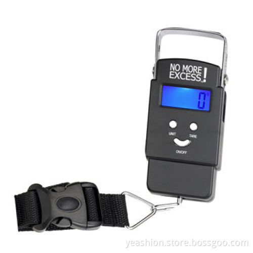 50KG/10g Digital Luggage Scale with Hanging, LCD Display, Blue Backlight and Low-battery Indication